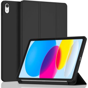 CUSTODIA per APPLE IPAD 11" (2025), IPAD 10.9" (2022) - FLIP ORIZZONTALE SIMILPELLE CON STAND E INTERNO IN TPU COLORE NERO