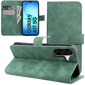 CUSTODIA per SAMSUNG GALAXY A17 (5G) FLIP ORIZZONTALE IN ECOPELLE COLORE VERDE CON INTERNO IN TPU E CHIUSURA MAGNETICA