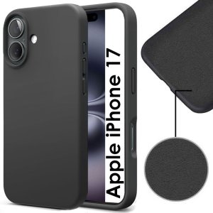 CUSTODIA per APPLE IPHONE 17 (6.3") IN TPU SILICONE COLORE NERO CON EFFETTO SOFT TOUCH ED INTERNO IN MICROFIBRA
