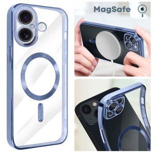 CUSTODIA per APPLE IPHONE 17 (6.3") IN TPU A 360° (COMPRESE FOTOCAMERE) DETTAGLI BLU CROMATI - COMPATIBILE CON RICARICA MAGSAFE