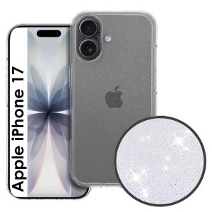 CUSTODIA per APPLE IPHONE 17 (6.3") IN GEL TPU SILICONE 2mm TRASPARENTE CON GLITTER