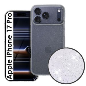 CUSTODIA per APPLE IPHONE 17 PRO (6.3") IN GEL TPU SILICONE 2mm TRASPARENTE CON GLITTER
