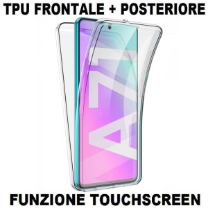 CUSTODIA per SAMSUNG GALAXY A71 (SM-A715) IN GEL TPU SILICONE FRONTALE + POSTERIORE ULTRA SLIM 0,3mm TRASPARENTE