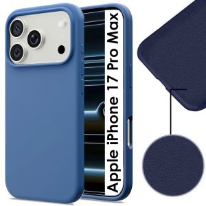 CUSTODIA per APPLE IPHONE 17 PRO MAX (6.9") IN TPU SILICONE COLORE BLU CON EFFETTO SOFT TOUCH ED INTERNO IN MICROFIBRA