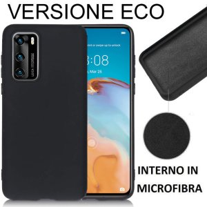 CUSTODIA per HUAWEI P40 - IN SILICONE EFFETTO SOFT TOUCH ED INTERNO IN MICROFIBRA NERO VERSIONE ECONOMICA