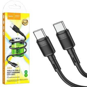 CAVO TYPE-C / TYPE-C CON SUPPORTO FAST CHARGING 60W (MAX 3A) E LUNGHEZZA 1 MT COLORE NERO X83 HOCO