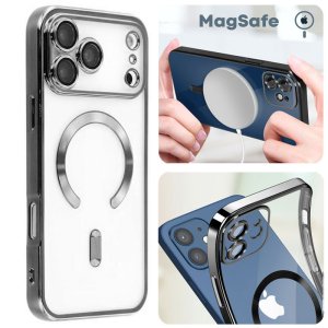 CUSTODIA per APPLE IPHONE 17 PRO IN TPU A 360° (COMPRESE FOTOCAMERE) DETTAGLI TITANIO CROMATI - COMPATIBILE RICARICA MAGSAFE