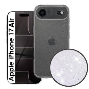 CUSTODIA per APPLE IPHONE 17 AIR (6.5") IN GEL TPU SILICONE 2mm TRASPARENTE CON GLITTER