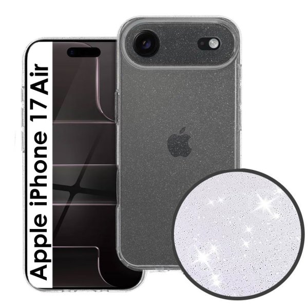 CUSTODIA per APPLE IPHONE 17 AIR (6.5") IN GEL TPU SILICONE 2mm TRASPARENTE CON GLITTER CUSTODIA per APPLE IPHONE 17 AIR (6.5") IN GEL TPU SILICONE 2mm TRASPARENTE CON GLITTER