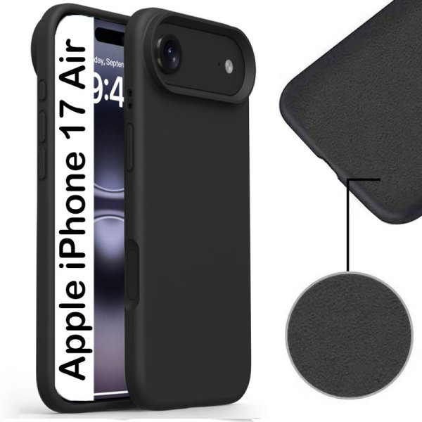CUSTODIA per APPLE IPHONE 17 AIR (6.5") IN TPU SILICONE COLORE NERO CON EFFETTO SOFT TOUCH ED INTERNO IN MICROFIBRA CUSTODIA per APPLE IPHONE 17 AIR (6.5") IN TPU SILICONE COLORE NERO CON EFFETTO SOFT TOUCH ED INTERNO IN MICROFIBRA