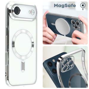 CUSTODIA per APPLE IPHONE 17 AIR IN TPU A 360° (COMPRESE FOTOCAMERE) DETTAGLI GRIGI CROMATI - COMPATIBILE RICARICA MAGSAFE