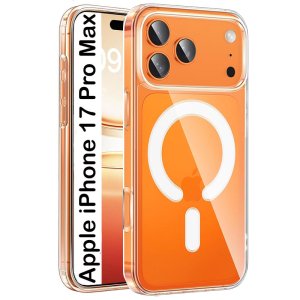 CUSTODIA per APPLE IPHONE 17 PRO MAX (6.9") RIGIDA CON CORNICE IN SILICONE TRASPARENTE COMPATIBILE CON RICARICA MAGSAFE