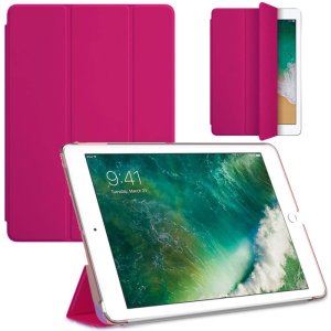 CUSTODIA per APPLE IPAD 2018, IPAD 2017 (9.7") FLIP ORIZZONTALE SIMILPELLE CON CHIUSURA MAGNETICA E STAND COLORE FUCSIA