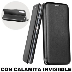CUSTODIA per HUAWEI P20 - FLIP ORIZZONTALE SIMILPELLE CON CHIUSURA MAGNETICA INVISIBILE E INTERNO IN TPU COLORE NERO