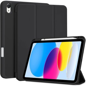 CUSTODIA per APPLE IPAD 11" (2025), IPAD 10.9" (2022) - FLIP ORIZZONTALE SIMILPELLE CON STAND E INTERNO IN TPU COLORE NERO