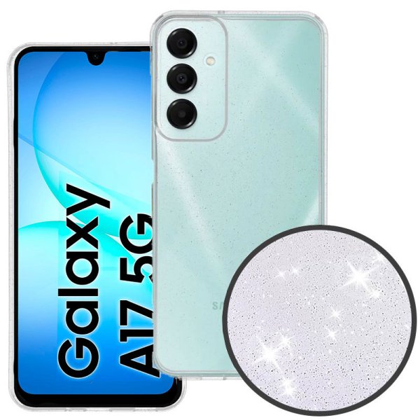 CUSTODIA per SAMSUNG GALAXY A17 (5G) TRASPARENTE CON GLITTER IN GEL TPU SILICONE 2mm