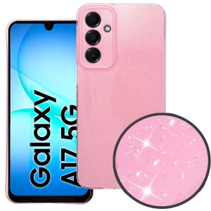 CUSTODIA per SAMSUNG GALAXY A17 (5G)  IN GEL TPU SILICONE 2mm CON INTERNO IN MICROFIBRA COLORE ROSA CON GLITTER
