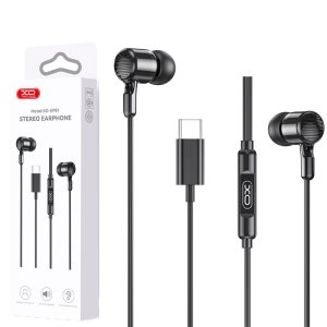 AURICOLARE STEREO con CONNETTORE TYPE-C - GOMMINI E MICROFONO - LUNGHEZZA CAVO 1.2 MT COLORE NERO XO-EP81 BLISTER