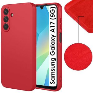 CUSTODIA per SAMSUNG GALAXY A17 (5G) IN SILICONE COLORE ROSSO CON EFFETTO SOFT TOUCH E INTERNO IN MICROFIBRA