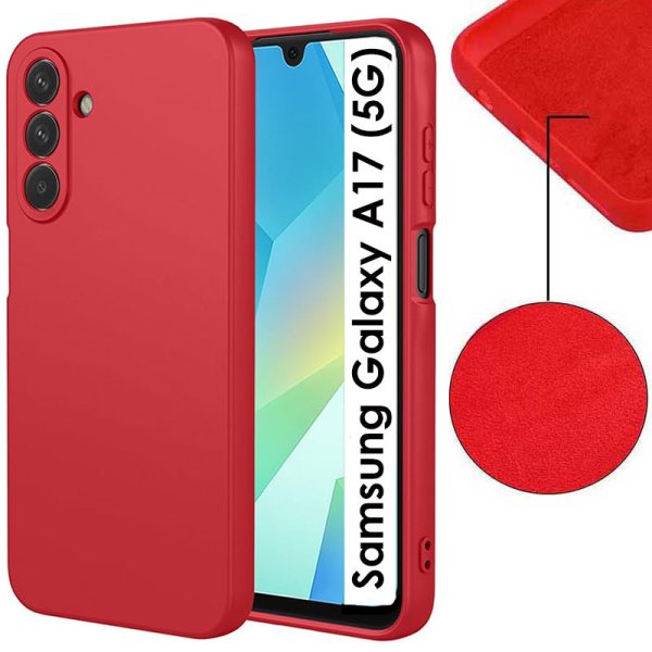 CUSTODIA per SAMSUNG GALAXY A17 (5G) IN SILICONE COLORE ROSSO CON EFFETTO SOFT TOUCH E INTERNO IN MICROFIBRA