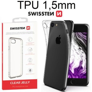CUSTODIA per APPLE IPHONE SE 2020, IPHONE 7/8 GEL TPU SILICONE 1,5mm TRASPARENTE CON BORDO PROTETTIVO FOTOCAMERA SWISSTEN