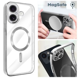 CUSTODIA per APPLE IPHONE 17 (6.3") IN TPU A 360° (COMPRESE FOTOCAMERE) DETTAGLI GRIGI CROMATI - COMPATIBILE RICARICA MAGSAFE