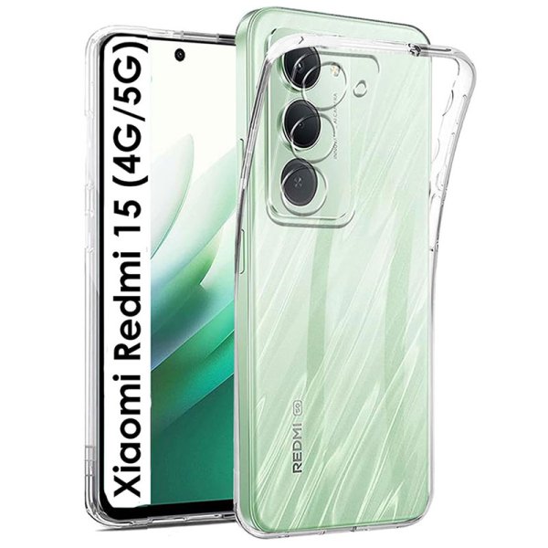 CUSTODIA per XIAOMI REDMI 15 4G/5G (17,1x8,2x0,8cm) TRASPARENTE IN GEL TPU SILICONE 1,8mm