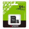 MEMORY CARD MICRO SDXC U1 A1 64GB + ADATTATORE CLASSE 10 VELOCITA' IN LETTURA FINO A 100MB/s FULL HD SDCS3/64GB KINGSTON