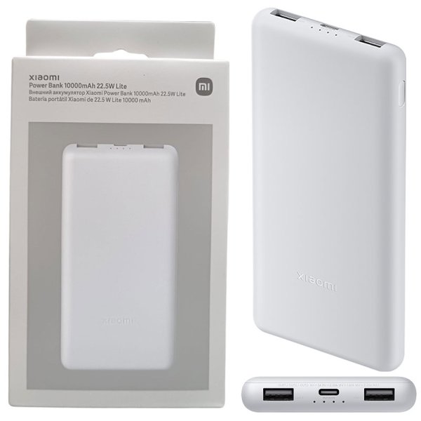 POWER BANK 10.000mAh 22.5W XIAOMI PB16ZM CON 2 PORTE USB-A (OUT), 1 PORTA USB-C (IN/OUT) COLORE GRIGIO CHIARO
