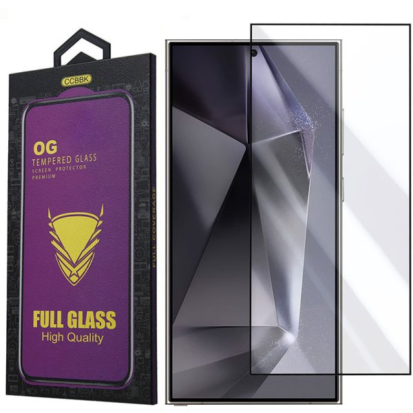 PELLICOLA per SAMSUNG GALAXY S24 ULTRA (SM-S928) VETRO TEMPERATO 9H FULL FACE E FULL GLUE CON CORNICE COLORE NERO OG