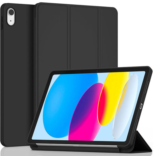 CUSTODIA per APPLE IPAD 11" (A16), IPAD 10.9" - FLIP ORIZZONTALE CON STAND E INTERNO IN TPU SILICONE COLORE NERO