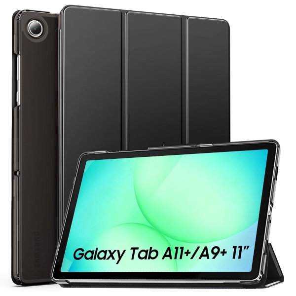 CUSTODIA per SAMSUNG GALAXY TAB A11 PLUS, TAB A9 PLUS (11") - FLIP ORIZZONTALE CON STAND E PARTE POSTERIORE RIGIDA SATINATA NERO