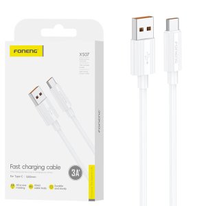 CAVO USB TYPE-C CON SUPPORTO DI RICARICA FAST CHARGING (MAX 3A) - LUNGHEZZA 1.2 MT COLORE BIANCO XS07 FONENG