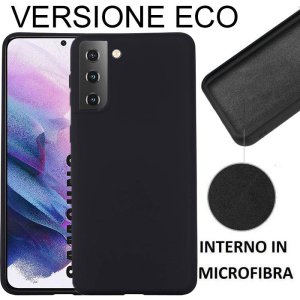 CUSTODIA per SAMSUNG GALAXY S21 PLUS 5G (SM-G996B) SILICONE EFFETTO SOFT TOUCH - INTERNO IN MICROFIBRA NERO VERSIONE ECO