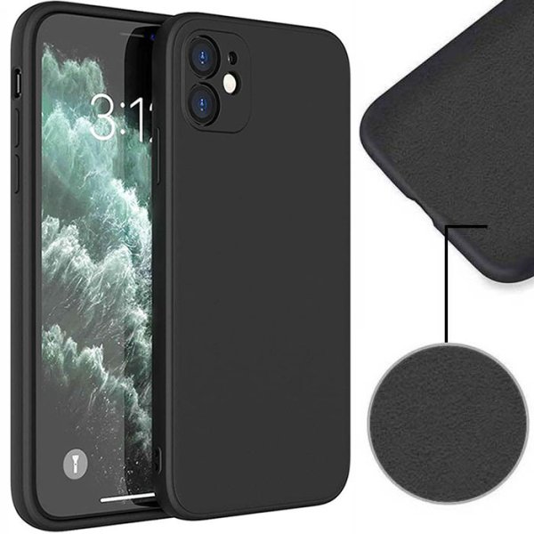 CUSTODIA per APPLE IPHONE 12 IN GEL TPU SILICONE COLORE NERO EFFETTO SOFT TOUCH E INTERNO IN MICROFIBRA
