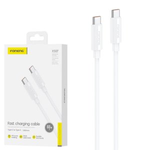 CAVO TYPE-C / TYPE-C CON SUPPORTO QUICK CHARGING 60W (MAX 3A) LUNGHEZZA 1,2 MT COLORE BIANCO XS07 FONENG
