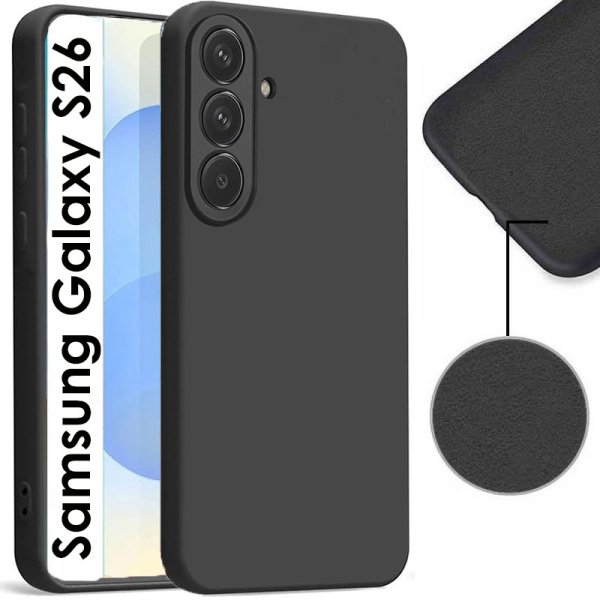 CUSTODIA per SAMSUNG GALAXY S26 IN SILICONE COLORE NERO CON EFFETTO SOFT TOUCH E INTERNO IN MICROFIBRA