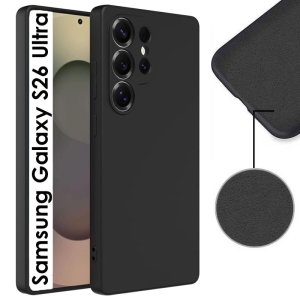 CUSTODIA per SAMSUNG GALAXY S26 ULTRA IN SILICONE COLORE NERO CON EFFETTO SOFT TOUCH E INTERNO IN MICROFIBRA