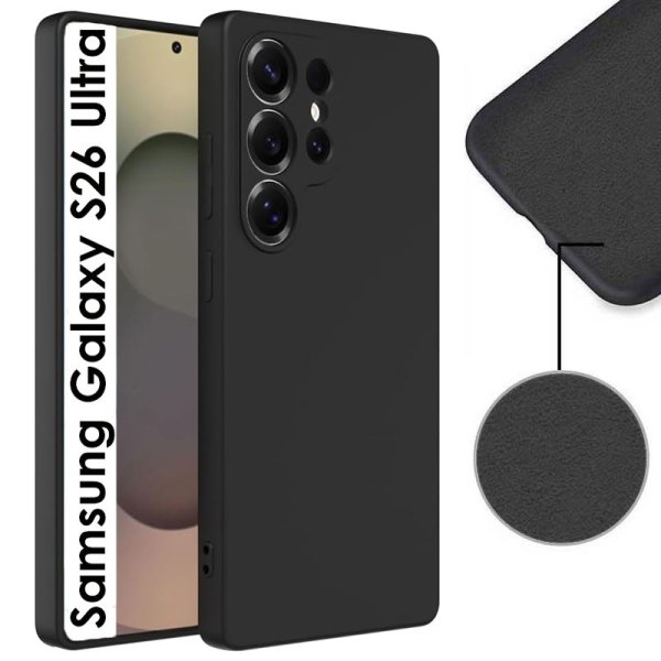 CUSTODIA per SAMSUNG GALAXY S26 ULTRA IN SILICONE COLORE NERO CON EFFETTO SOFT TOUCH E INTERNO IN MICROFIBRA