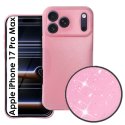 CUSTODIA per APPLE IPHONE 17 PRO MAX (6.9") IN GEL TPU SILICONE 2mm CON INTERNO IN MICROFIBRA COLORE ROSA CON GLITTER