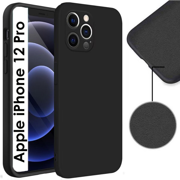 CUSTODIA per APPLE IPHONE 12 PRO (6.1") IN GEL TPU SILICONE COLORE NERO EFFETTO SOFT TOUCH E INTERNO IN MICROFIBRA