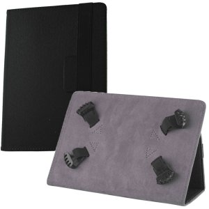 CUSTODIA BOOK UNIVERSALE CON FISSAGGIO ELASTICO E STAND per TABLET FINO A 10" POLLICI COLORE NERO