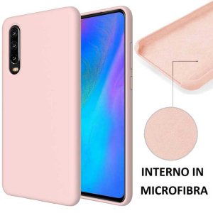 CUSTODIA per HUAWEI P30 IN SILICONE CON EFFETTO SOFT TOUCH ED INTERNO IN MICROFIBRA COLORE ROSA