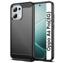 CUSTODIA per OPPO A6 PRO (5G) IN GEL TPU SILICONE NERO EFFETTO METALLICO CON INSERTI IN FANTASIA CARBONIO