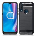 CUSTODIA per ALCATEL 1S 2020, 3L 2020, 1V 2020 - IN GEL TPU SILICONE EFFETTO METALLICO CON INSERTI IN FANTASIA CARBONIO NERO