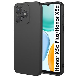 CUSTODIA per HONOR X5c PLUS, HONOR X5c IN TPU SILICONE COLORE NERO CON EFFETTO SOFT TOUCH E INTERNO IN MICROFIBRA