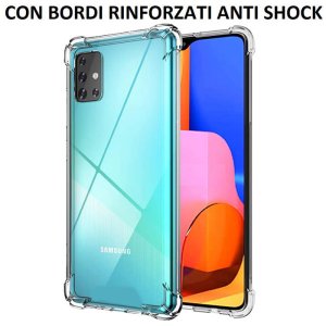 CUSTODIA per SAMSUNG GALAXY A71 (SM-A715) IN GEL TPU SILICONE TRASPARENTE SLIM 0,5mm CON BORDI RINFORZATI ANTI SHOCK