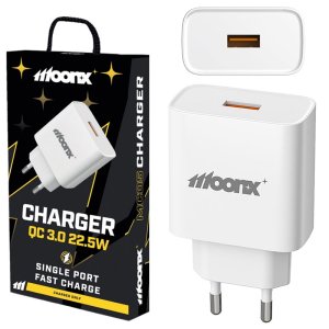 CARICATORE DA RETE 22.5W QC 3.0 CON 1 PORTA USB QUICK CHARGE COLORE BIANCO MC05 MOONX