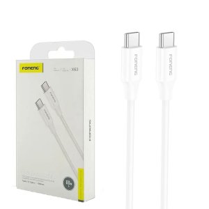 CAVO TYPE-C / TYPE-C 60W CON SUPPORTO QUICK CHARGING 60W (MAX 3A) LUNGHEZZA 1 MT COLORE BIANCO X63 FONENG