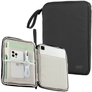 CUSTODIA UNIVERSALE IN TESSUTO per TABLET FINO A 12.9" POLLICI CON TASCA INTERNA E CHIUSURA CON ZIP COLORE NERO CB03 XO